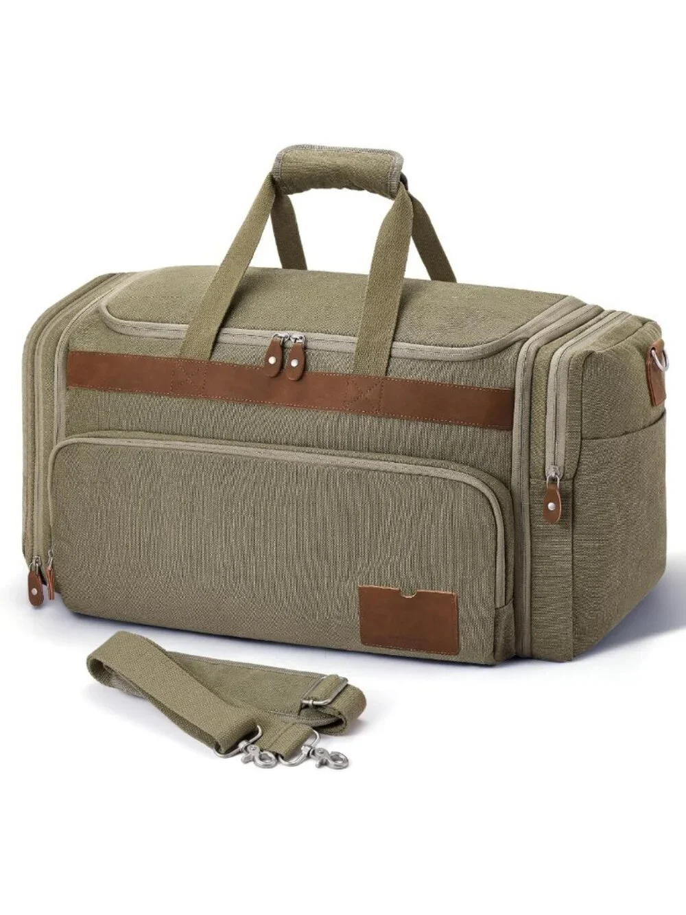 Expandable 60L Canvas Duffle Bag for Travel, Gym, Weekend Getaways, Lightweight